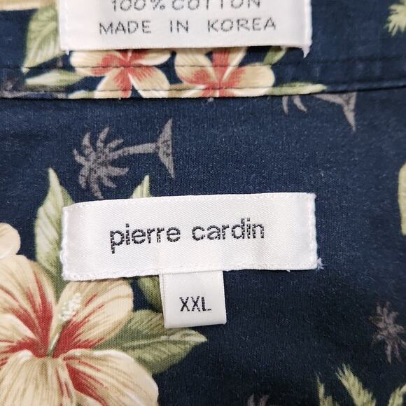 Pierre Cardin Mens Floral Button Front Shirt Size XXL Tropical Vacation Camp - Picture 8 of 10